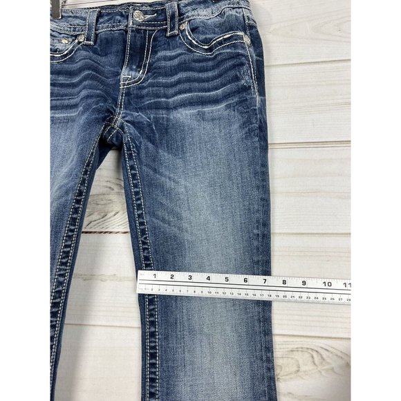 Miss Me Jeans Womens 28 Blue Bootcut Embroidered Pocket Low Rise Stretch - Picture 12 of 12
